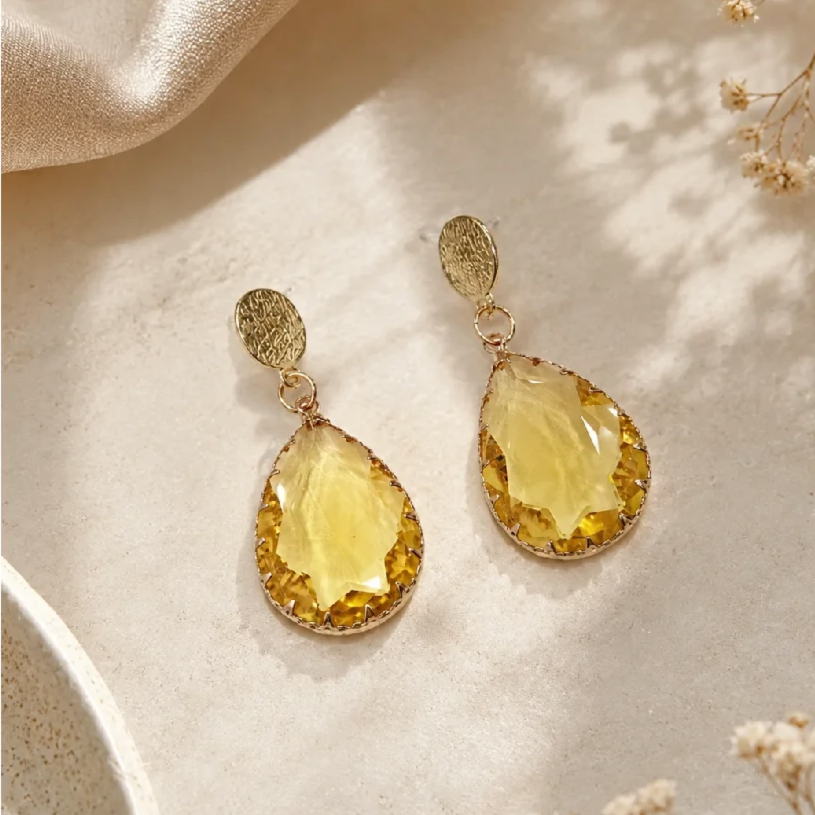 Náušnice Yellow Crystal Tear